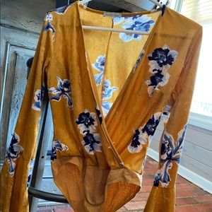 Gold floral bodysuit